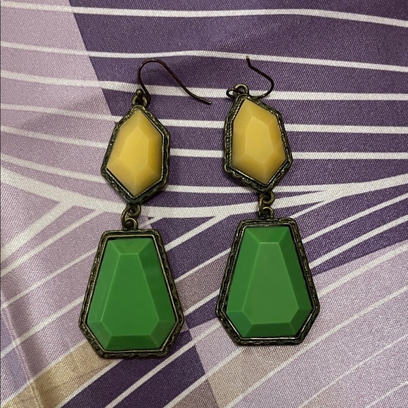 Green and Yellow Boho Earring Set - Picture 5 of 5